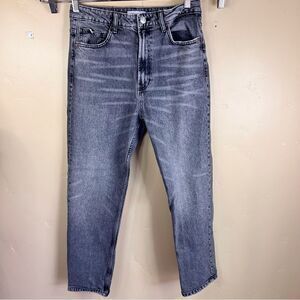 Zara‎ Dark Wash High Rise Black Denim Straight Leg Jean Size 8 Casual Streetwear